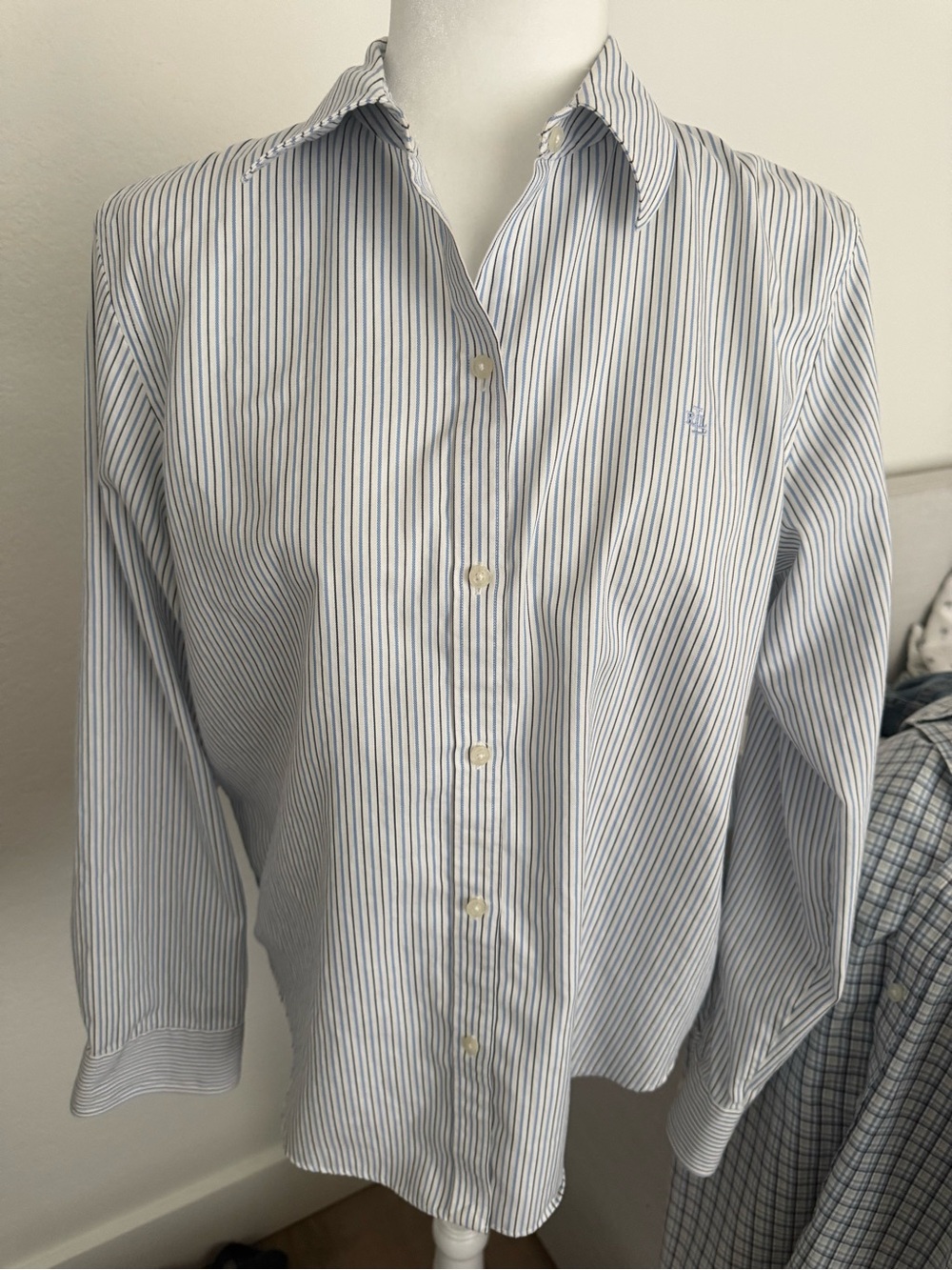 Lauren Ralph Lauren Blue & White Striped Button-Down Shirt - Women - Picture 3 of 4